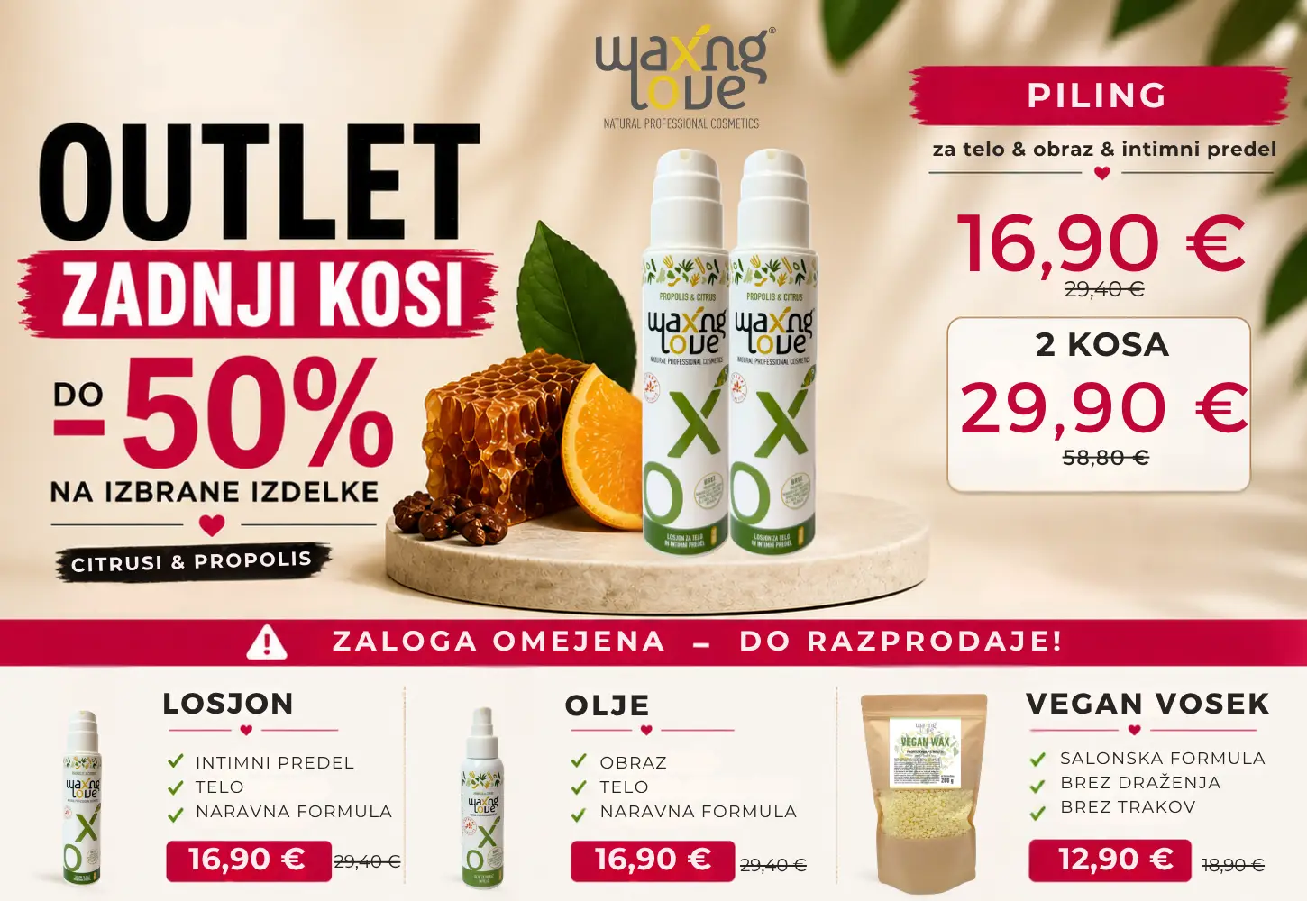 depilacija, intimni piling, pilig , piling za telo, citrusi propolis čebelji visek slovenija vegan vosek brez trakov bikini brazilska depilacija losjon olje vraščene dlake iritacije suha koža neha intini predel